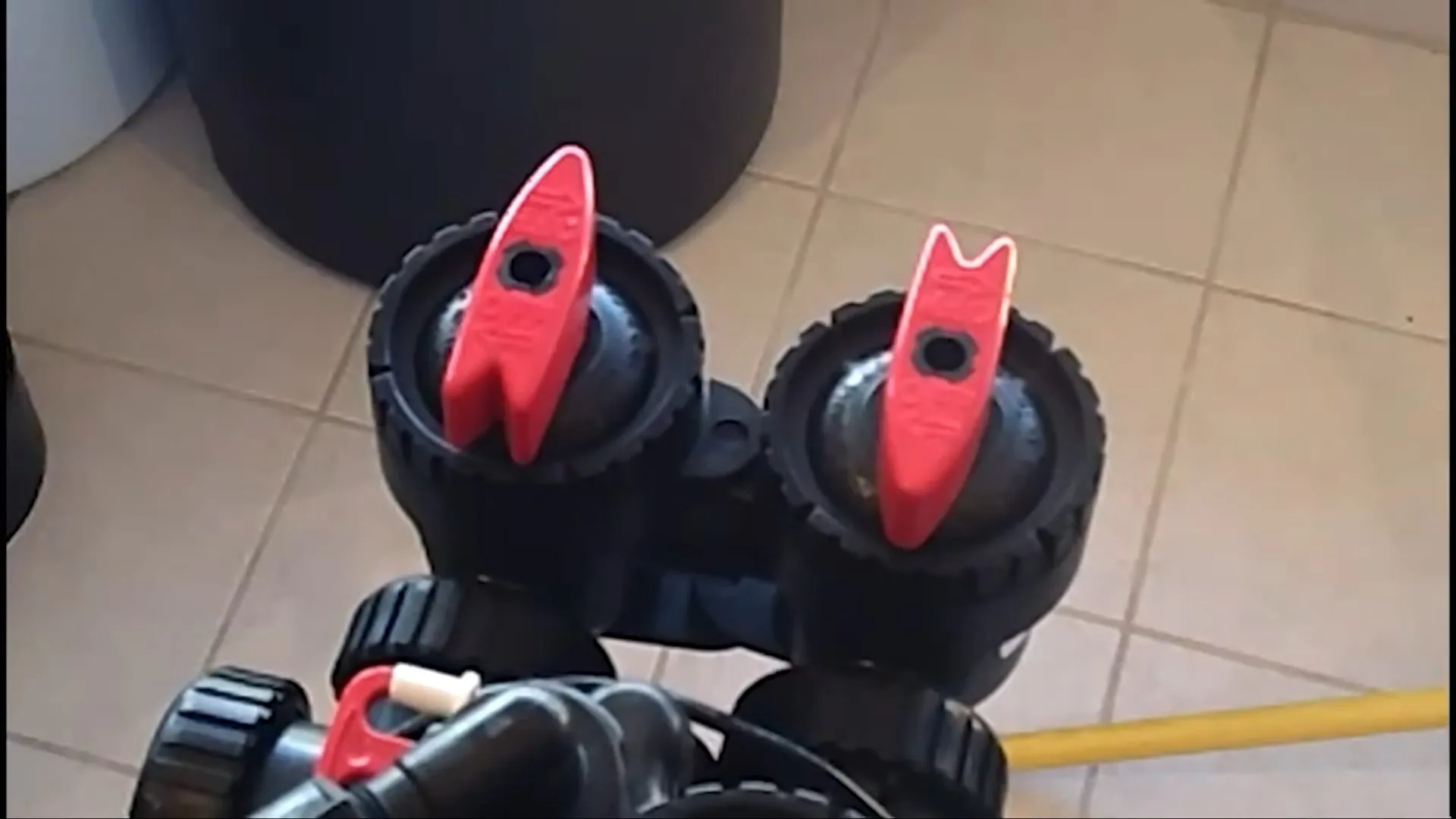A look at red valve handles on water softener from a recent choosing a filtration system visit
