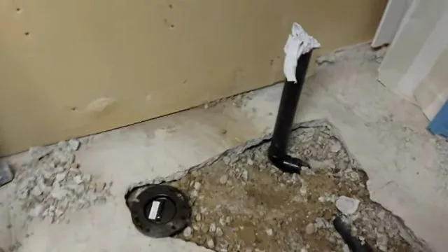 On-site detail: basement toilet drain and vent rough in, from a local kitchen sink clog causes service call